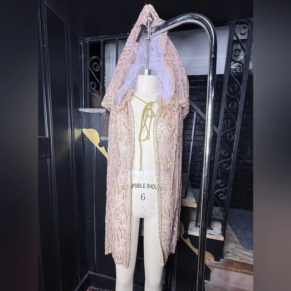 Bohemian Hooded Cloak Hand Beaded - Picture 9 of 12